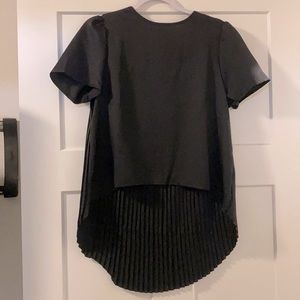 Pleated high low chiffon top